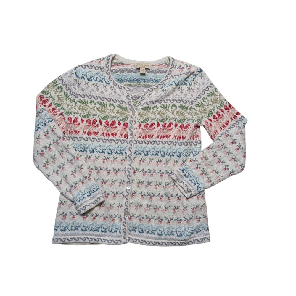 Appleseed’s Women's Cardigan Sweater Button Front Multicolor Size Petites Medium